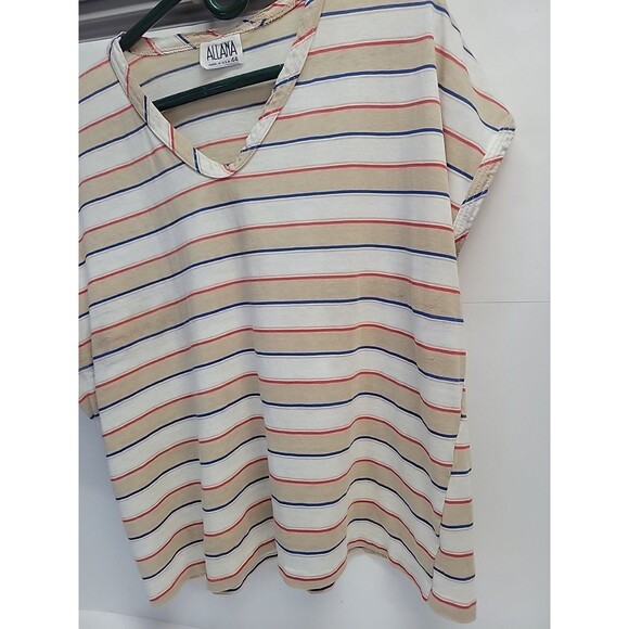 Vintage 70/80s Womens Allana‎ Cap Sleeve Striped Shirt Size 44 USA - Picture 4 of 16